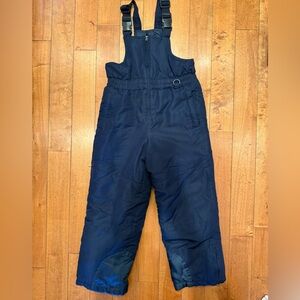 Kids deep navy snow bib pants overalls M-8 EUC zipped pockets Faded Glory
